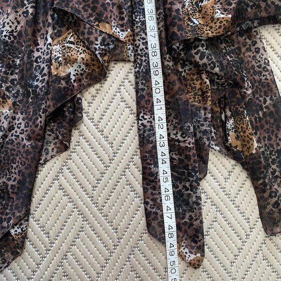VTG Y2K Womens Cheetah Print Sheer Dress 5/6 Handkerchief Hem Fairy Boho Animal - Picture 10 of 10
